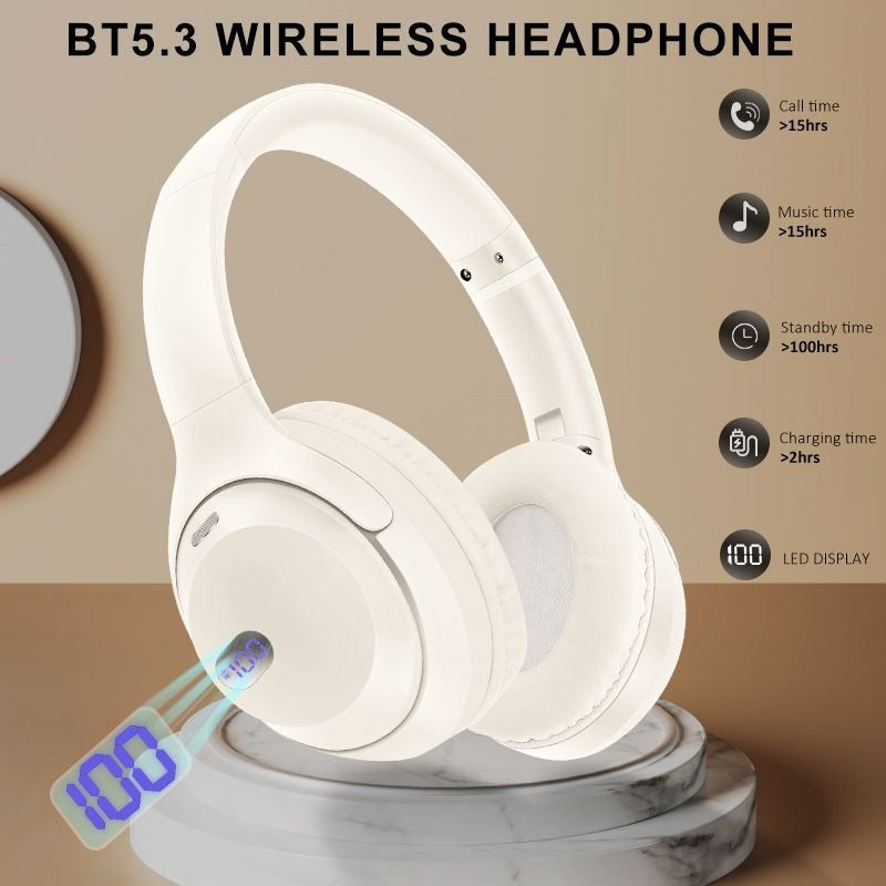 Foldable Bluetooth Headset with Battery Display.