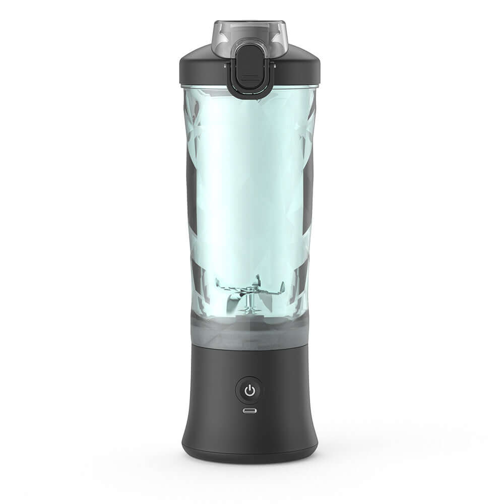 Mini Blender with unique 6-blade design, perfect for smoothies and shakes, compact and portable for easy travel use.